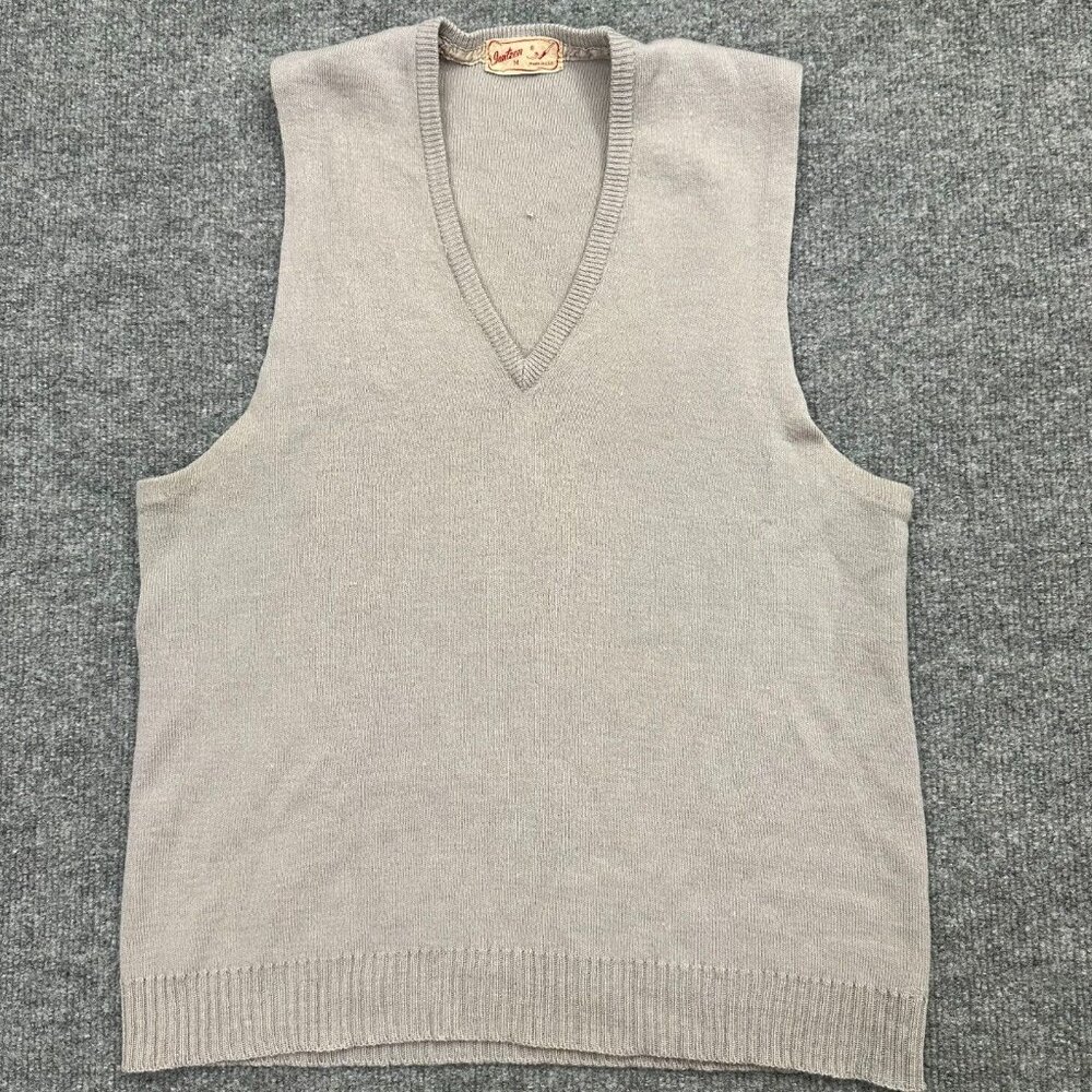 Vintage 40s Jantzen Sweater Vest Gray V-Neck Womens Medium Rare - Picture 1 of 7